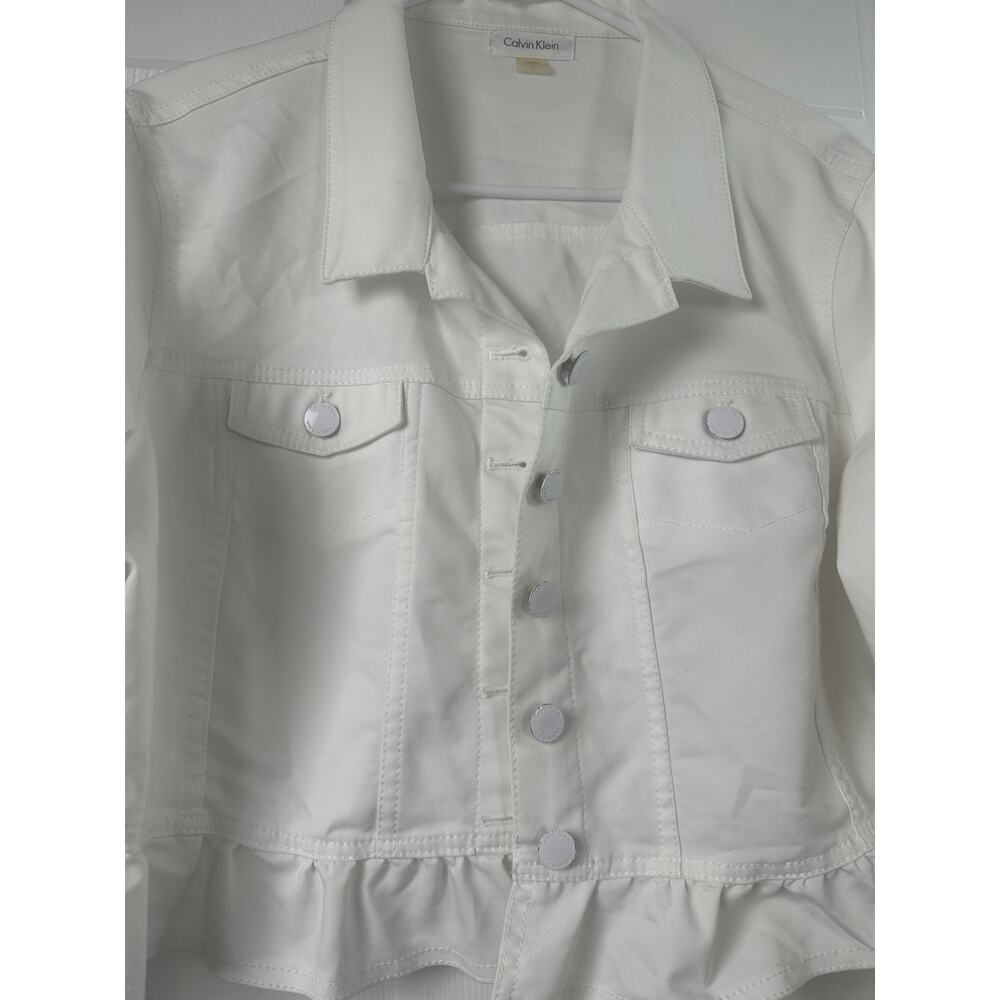 Calvin Klein Ruffle-Hem Jacket - White - Size XL - Picture 5 of 7